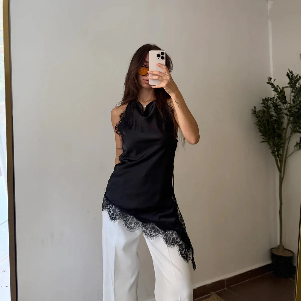 POPPY | Lace Drape Halter Top